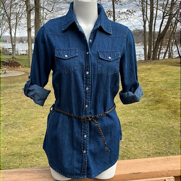 Denim snap-front shirt M-L - Picture 1 of 10